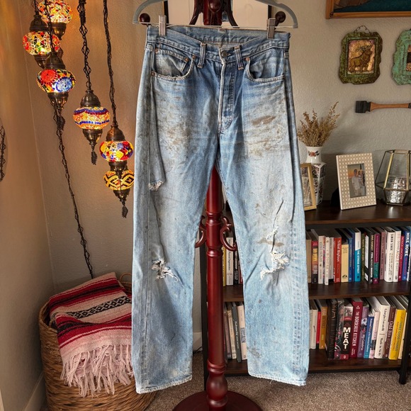 Vintage 1970s Levi's Selvedge Redline Jeans 30x30 Distressed Straight Leg